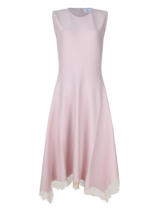lace-trimmed sleeveless midi dress