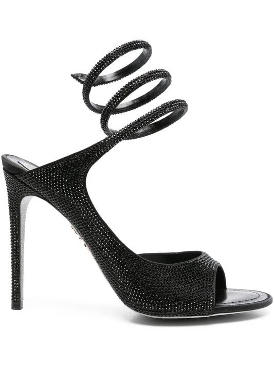 105mm crystal-embellished spiral-wrap sandals