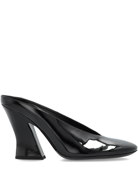 100mm patent-leather mules