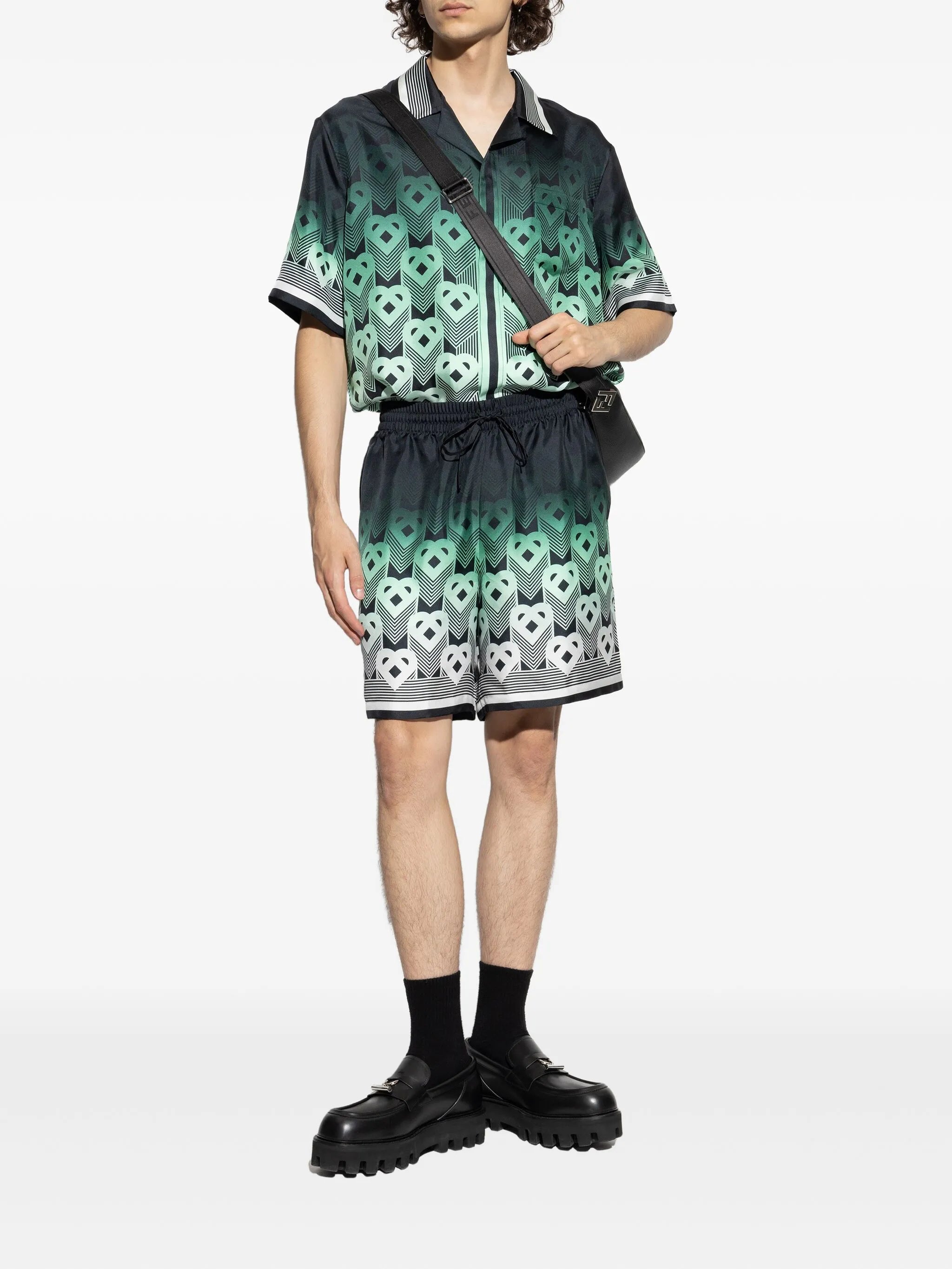 gradient monogram silk shorts