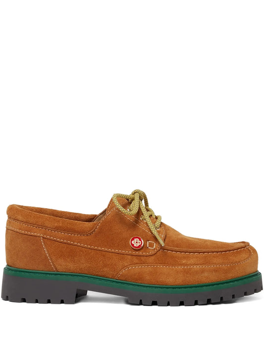 lace-up suede boat shoes