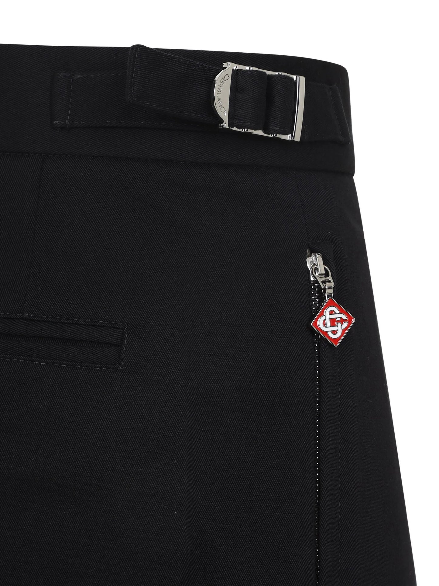 buckle-detail cotton trousers