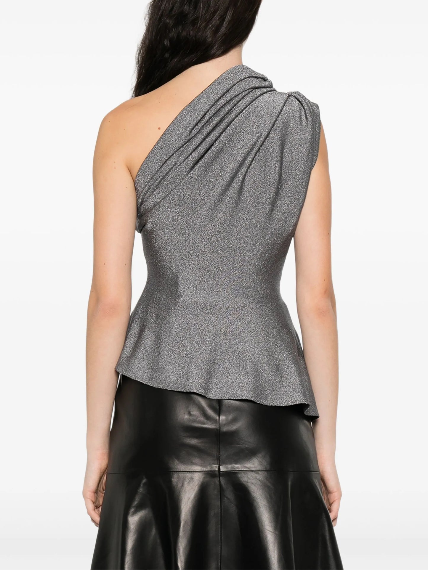 one-shoulder ruffled top