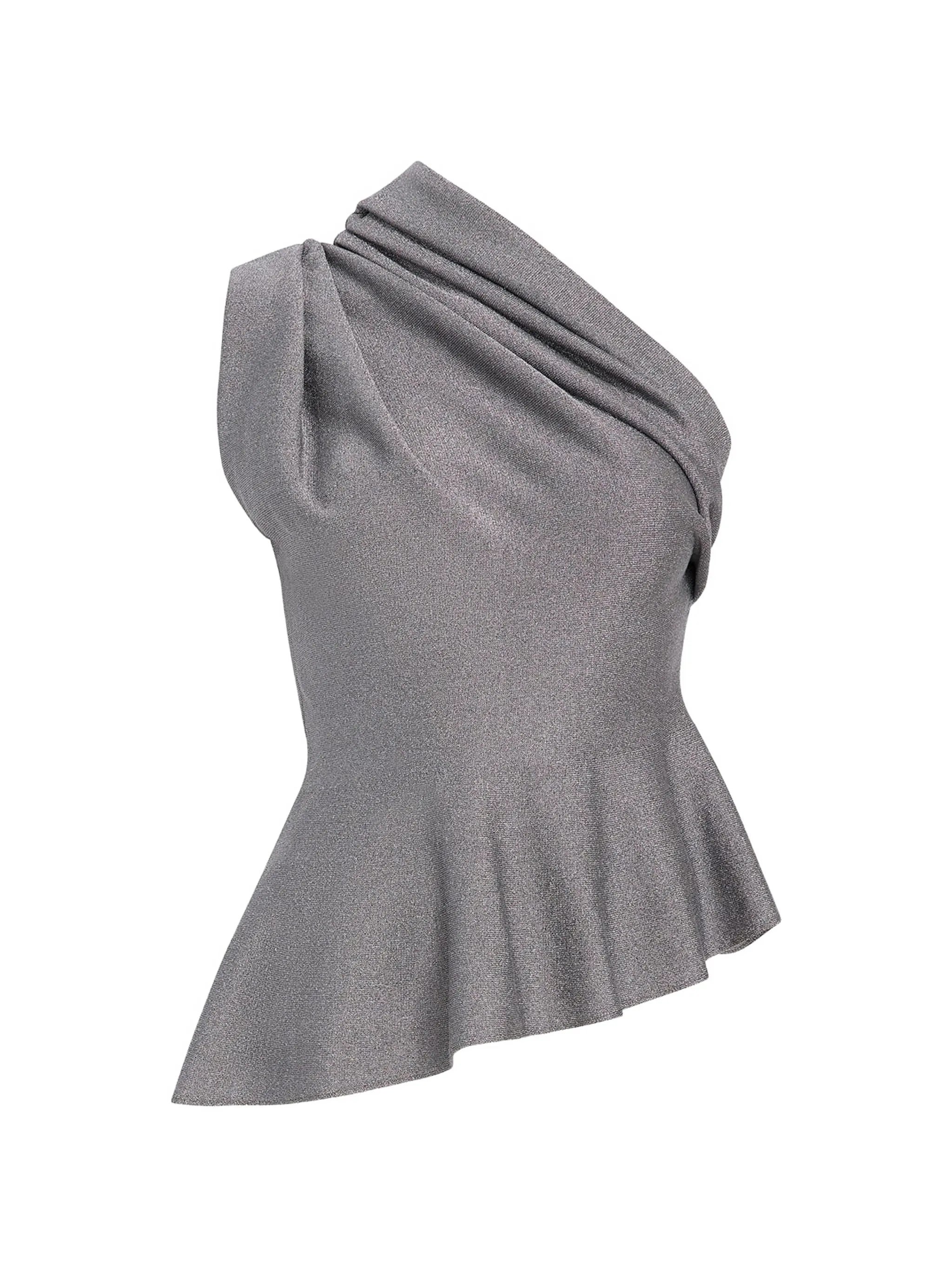 one-shoulder ruffled top
