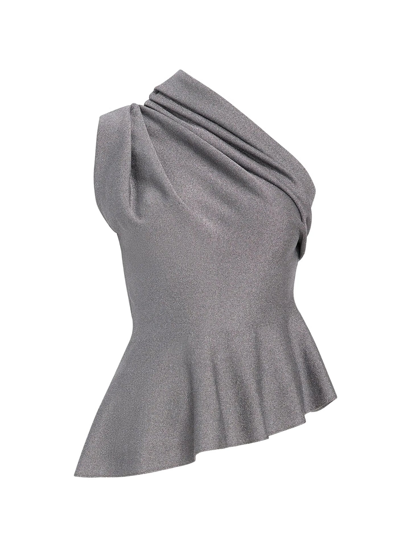 one-shoulder ruffled top