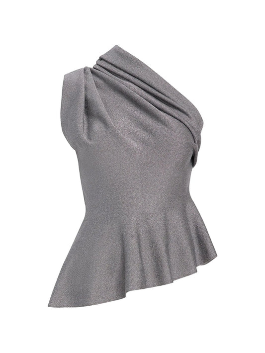 one-shoulder ruffled top