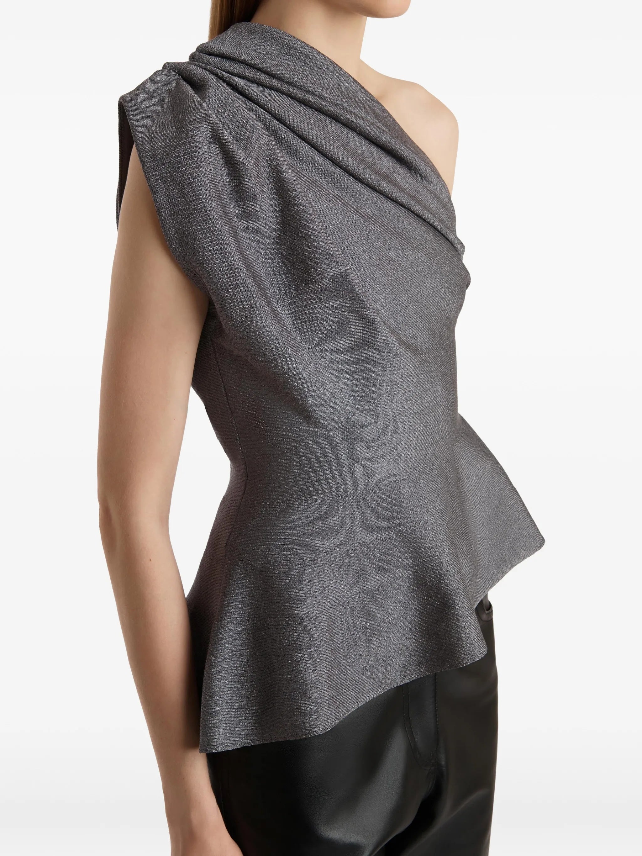 one-shoulder ruffled top