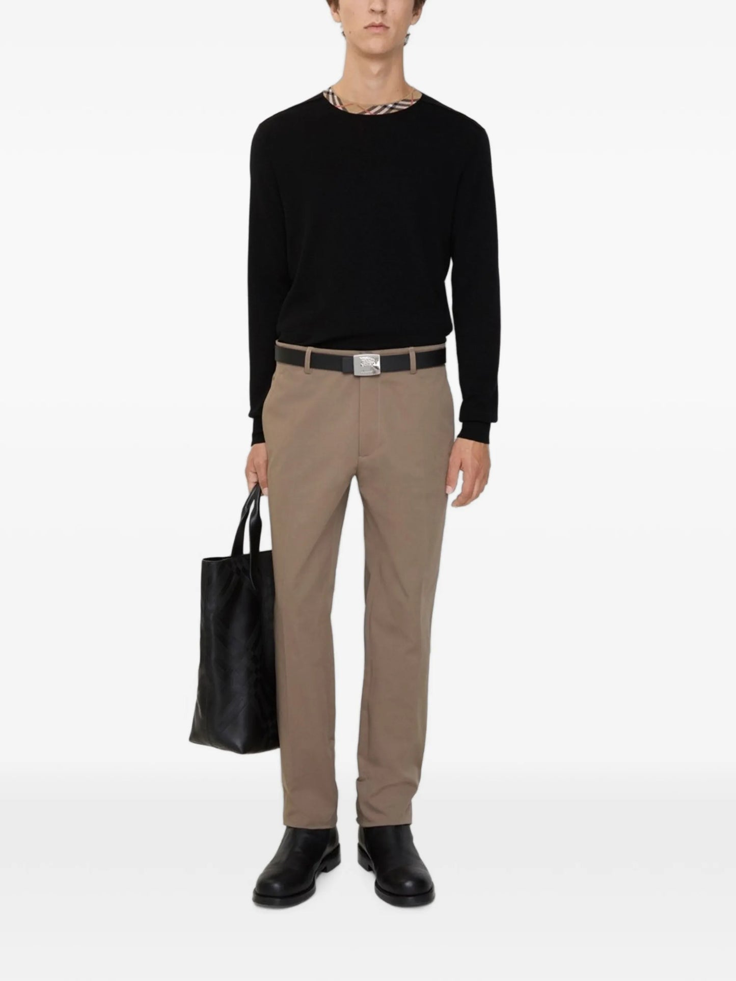 cotton pressed-crease trousers