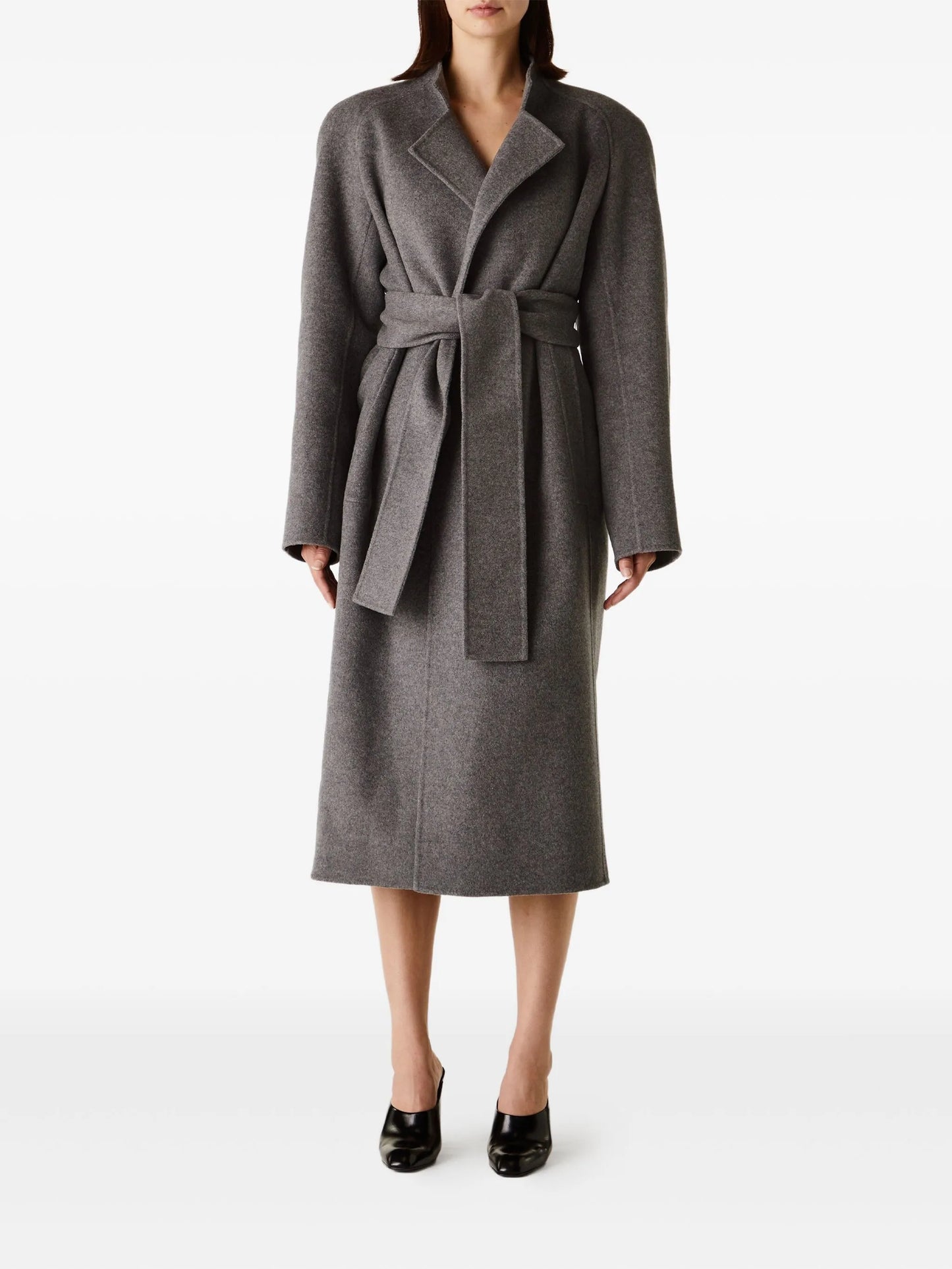 belted wool single-breasted coat