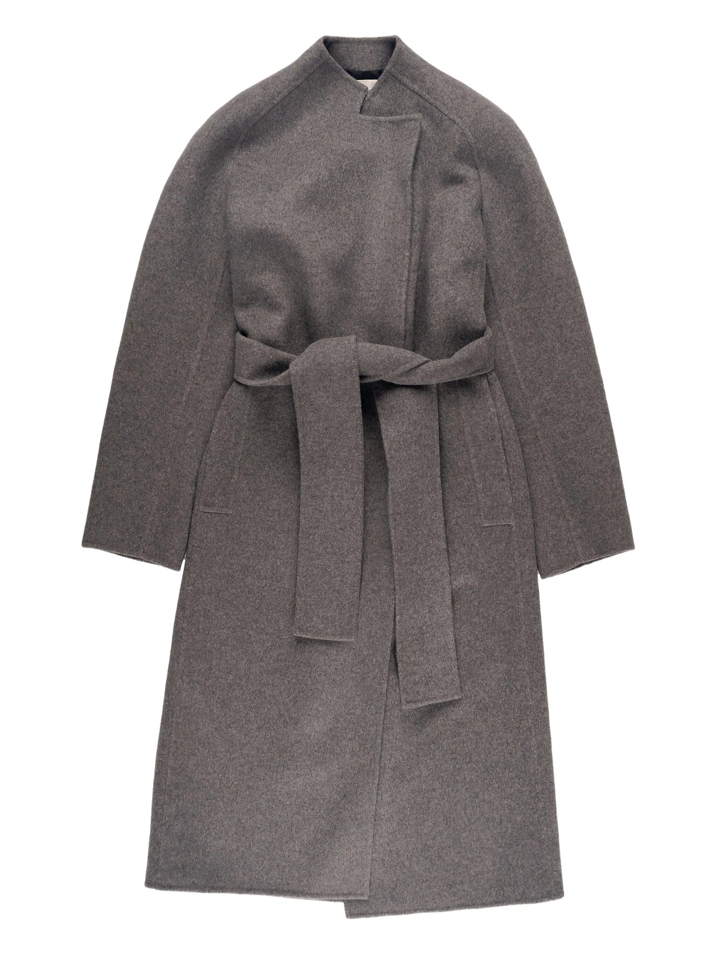 belted wool single-breasted coat