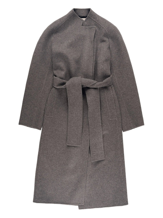 belted wool single-breasted coat