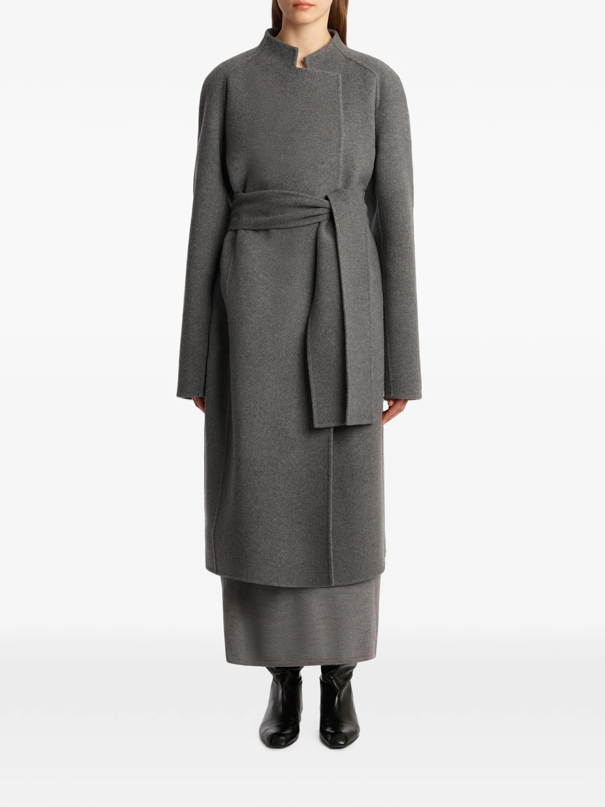 belted wool single-breasted coat