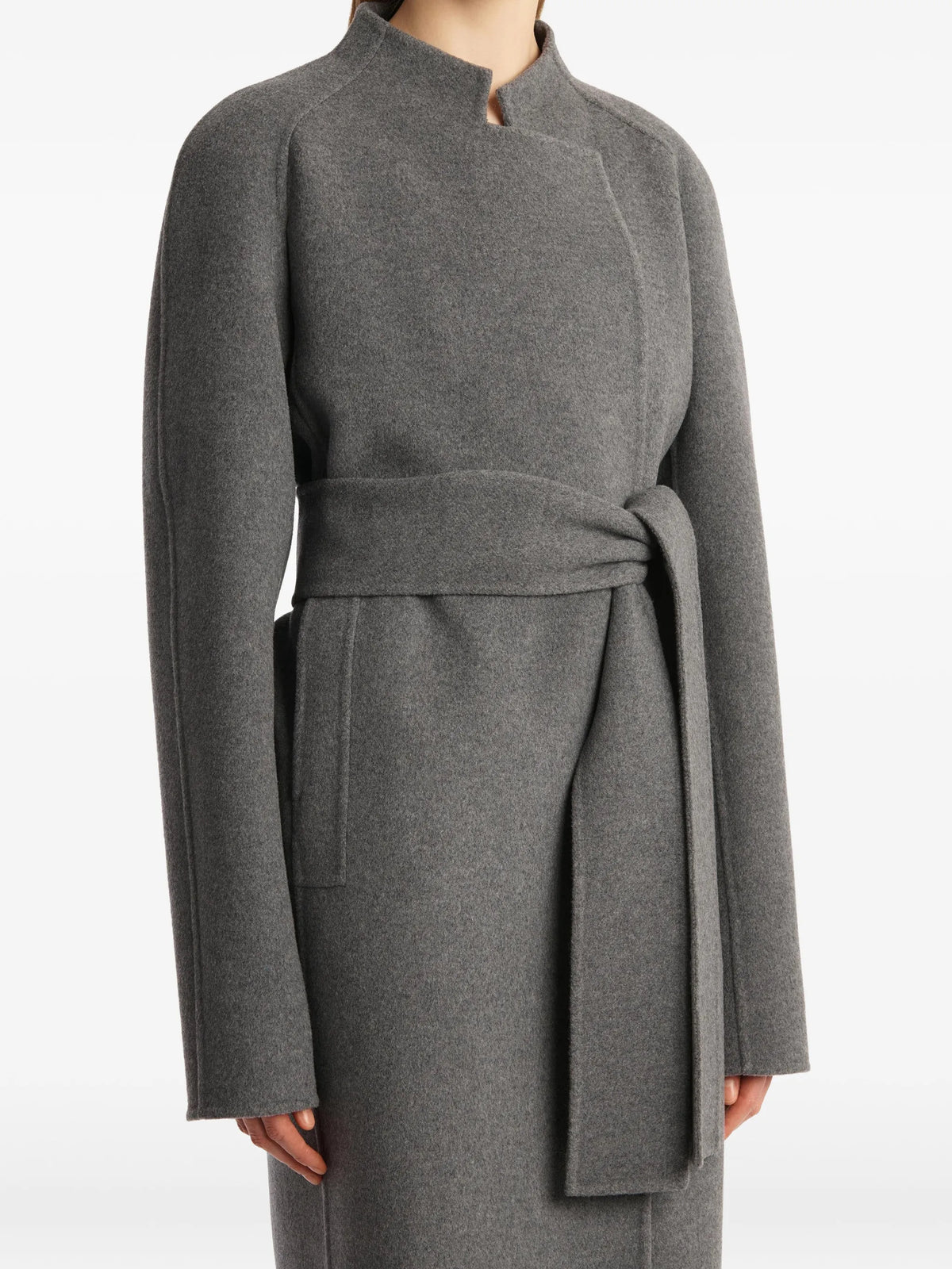 belted wool single-breasted coat