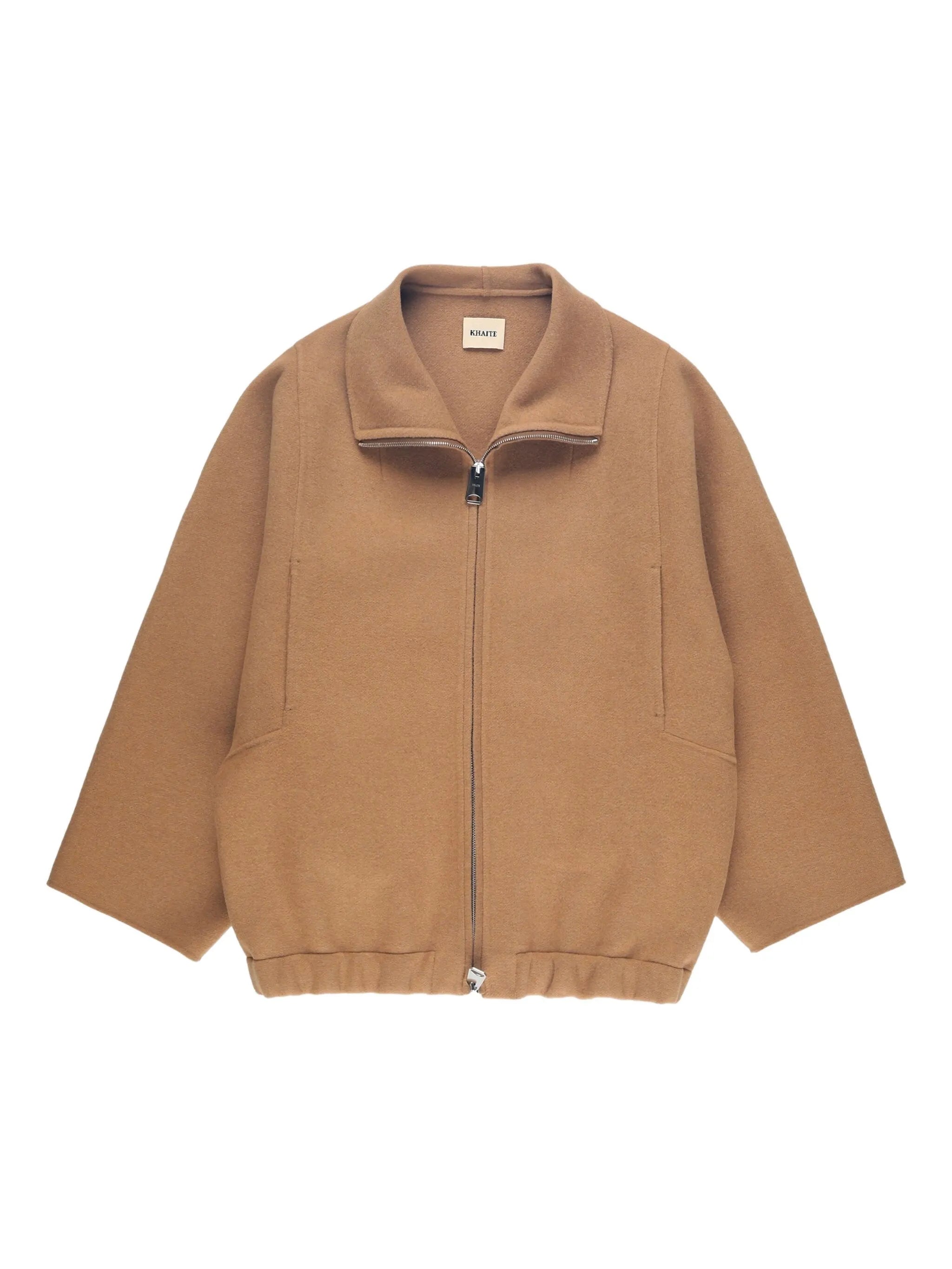 wide-sleeve zip-front jacket