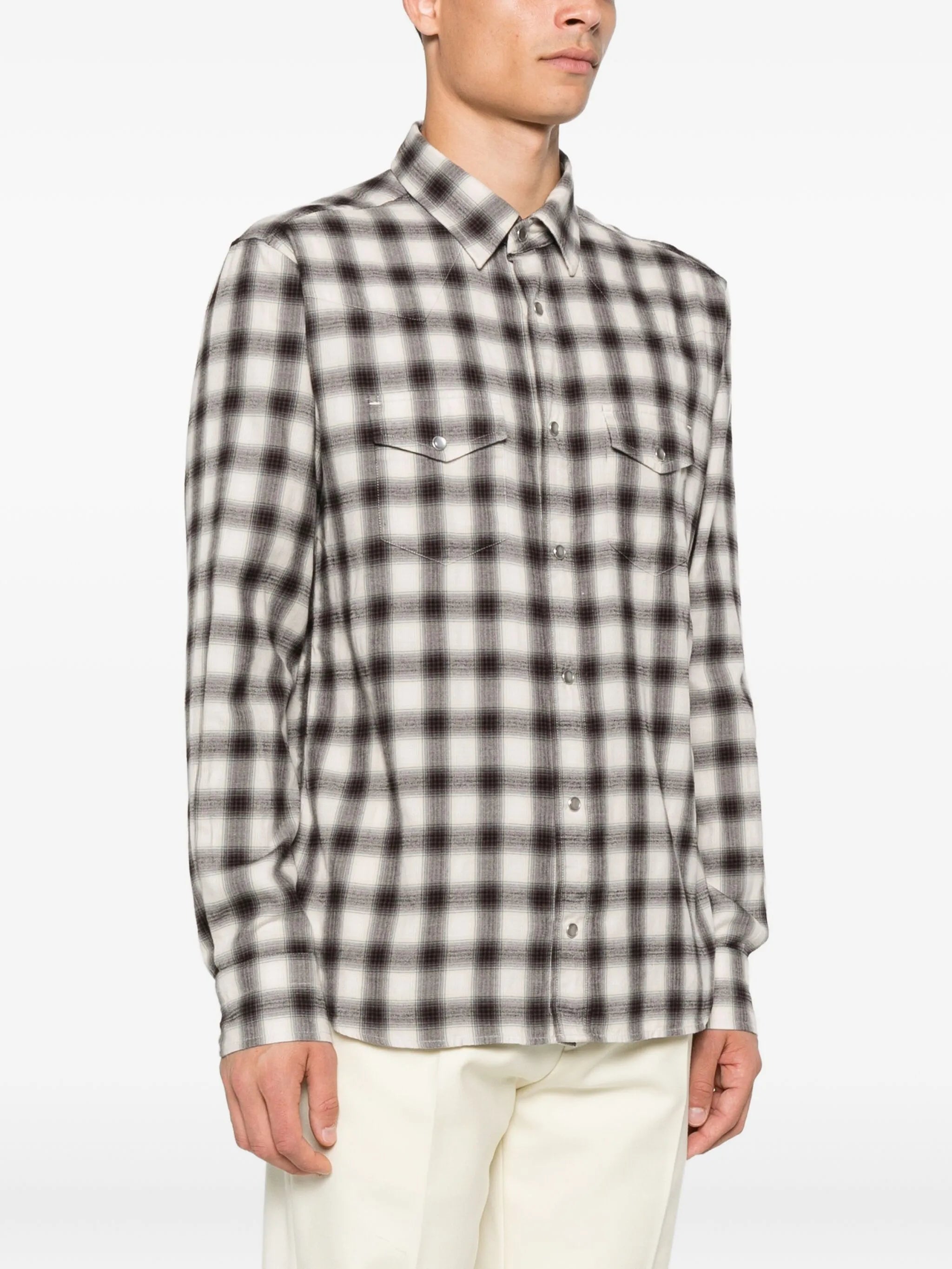 checked flap-pocket Western shirt