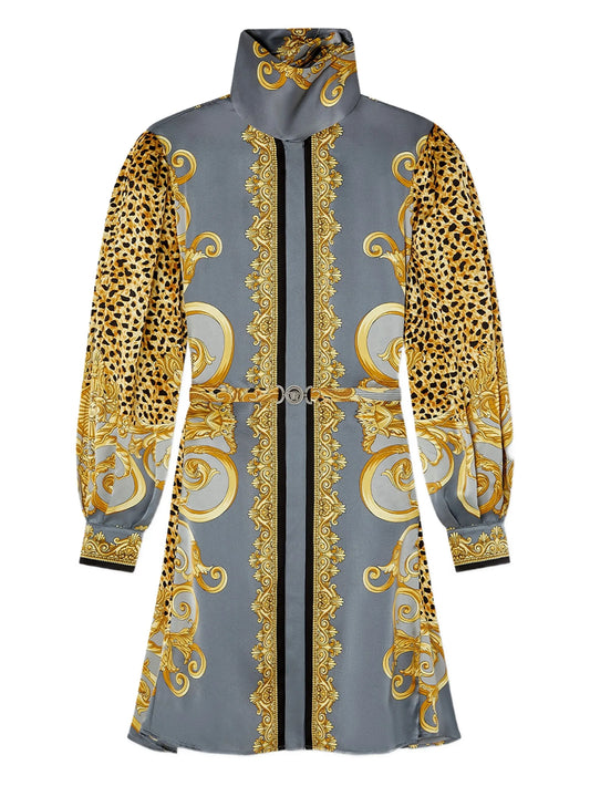 silk animal-print dress