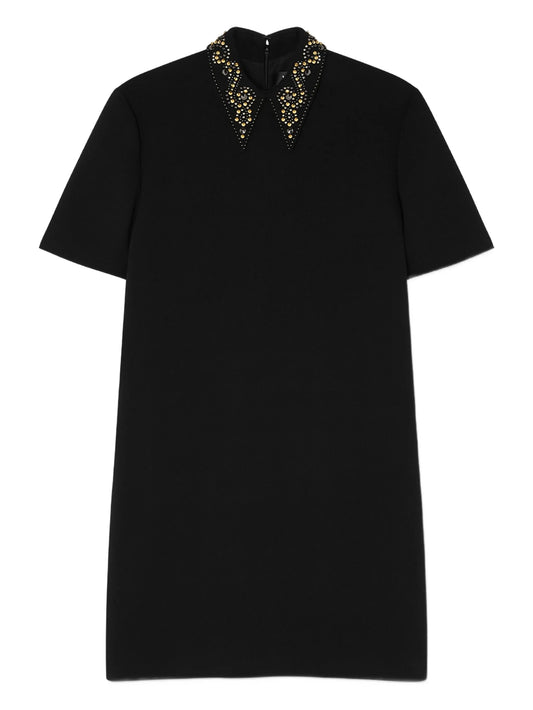 embellished-collar mini dress