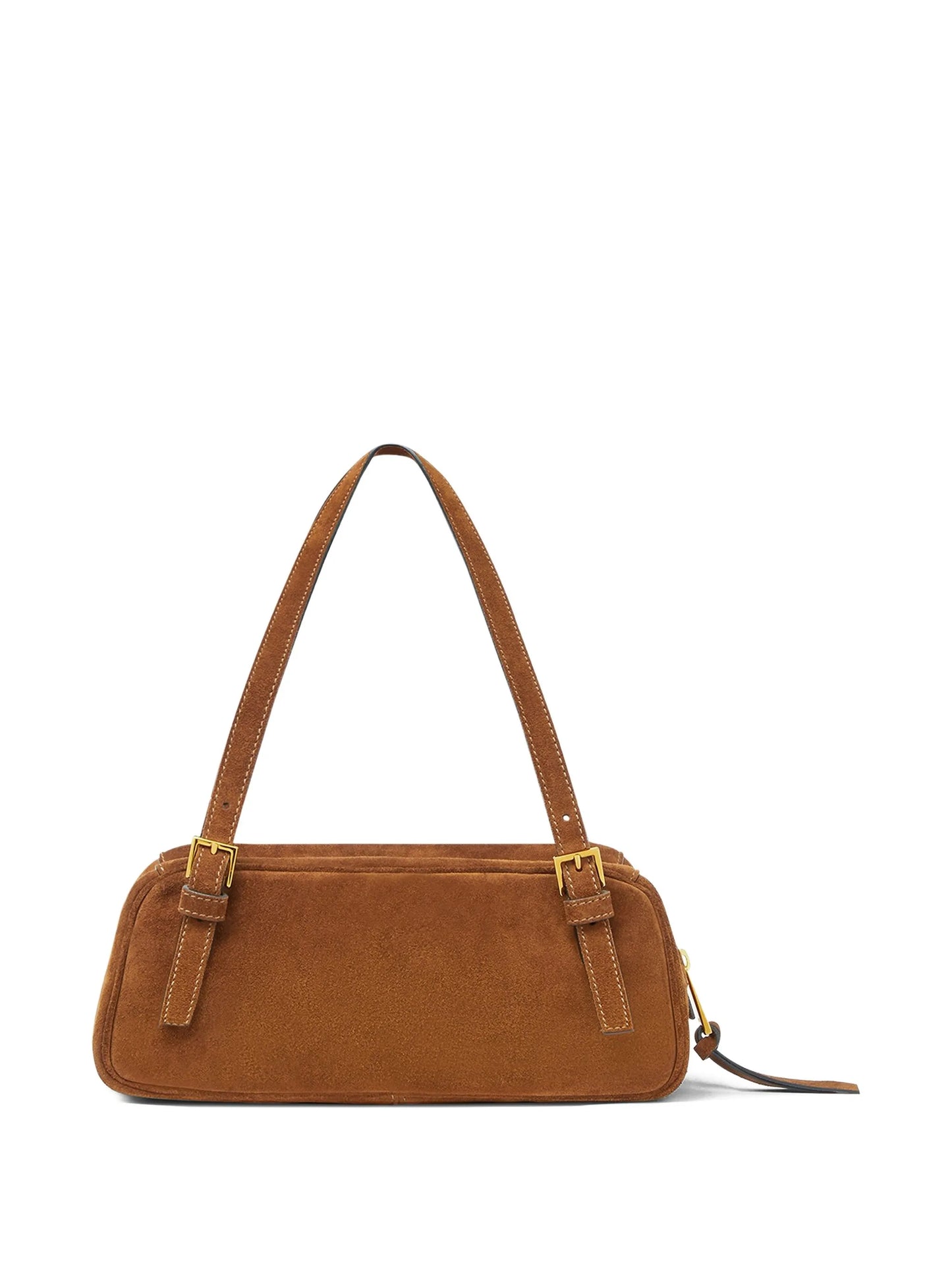 Tag suede shoulder bag