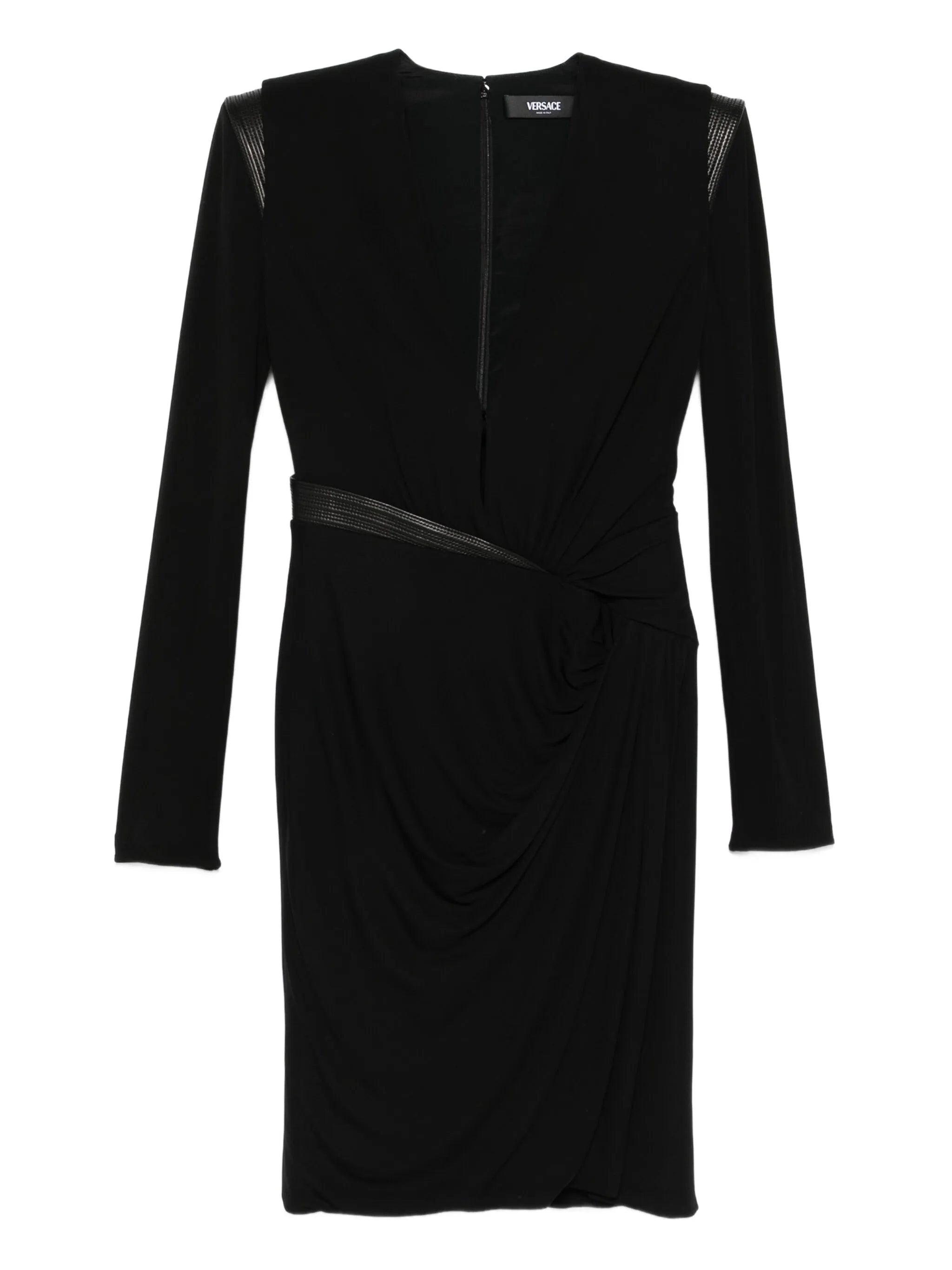 long-sleeved V-necj midi dress