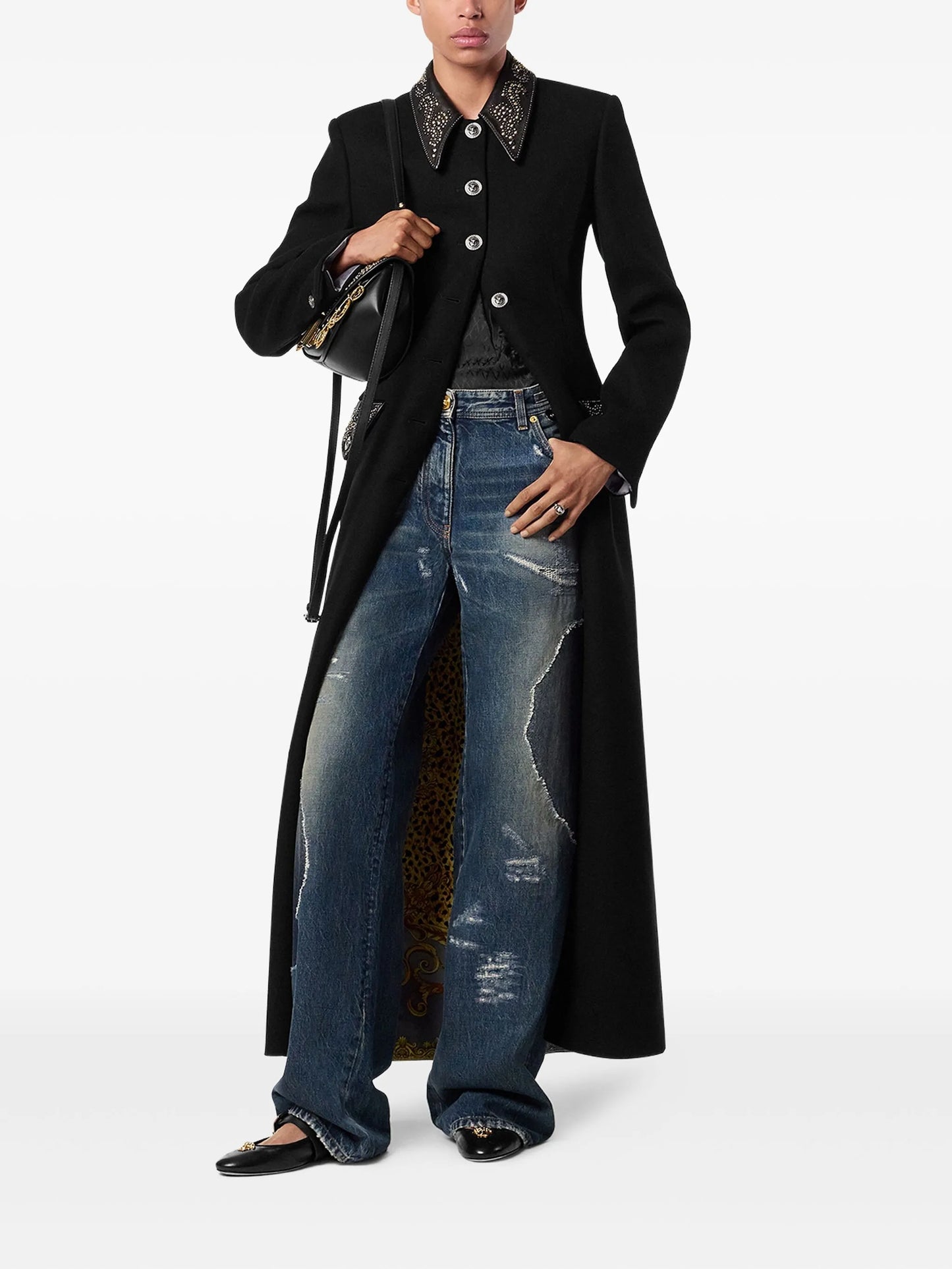 patchwork distressed-effect jeans