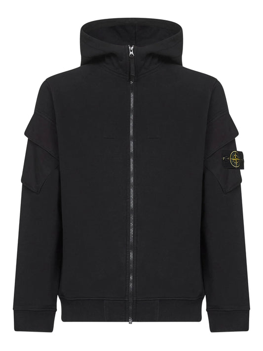 zip-front pocket-detail hoodie