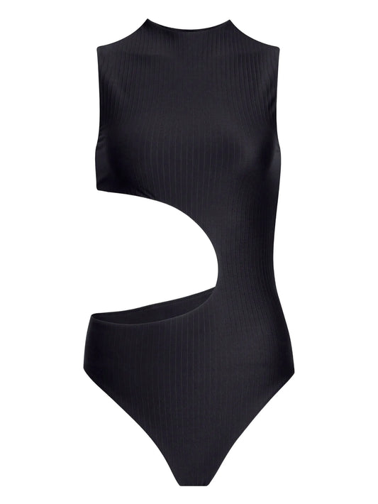 cut-out ribbed swimsuit
