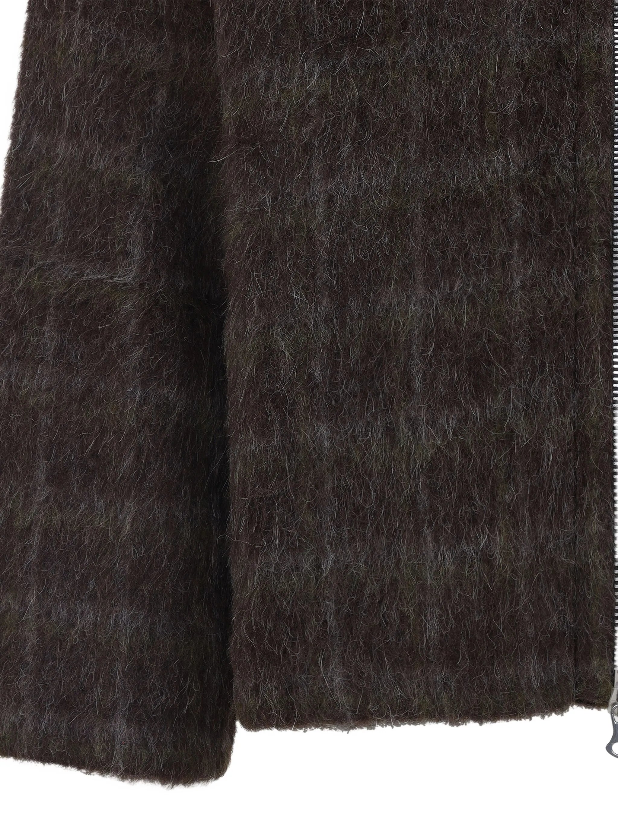 check-pattern wool zip-up hoodie