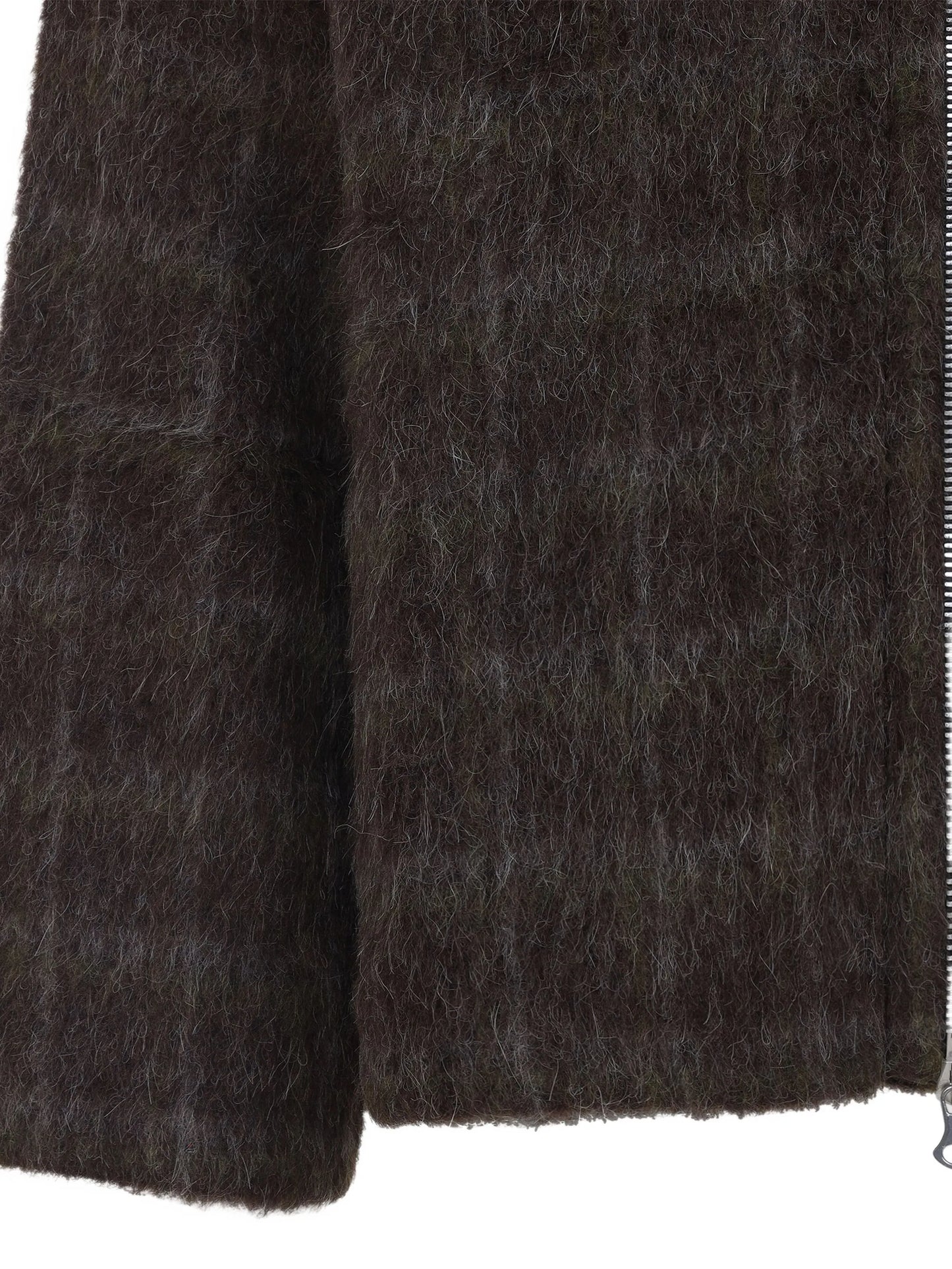 check-pattern wool zip-up hoodie