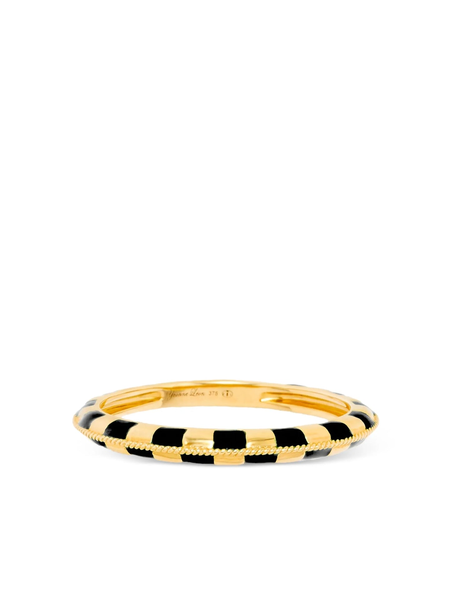 9K yellow gold check-pattern ring