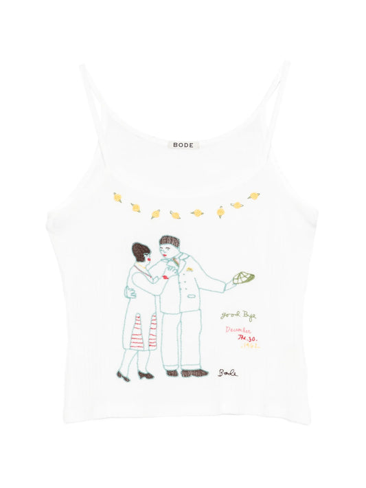 graphic-print ribbed top