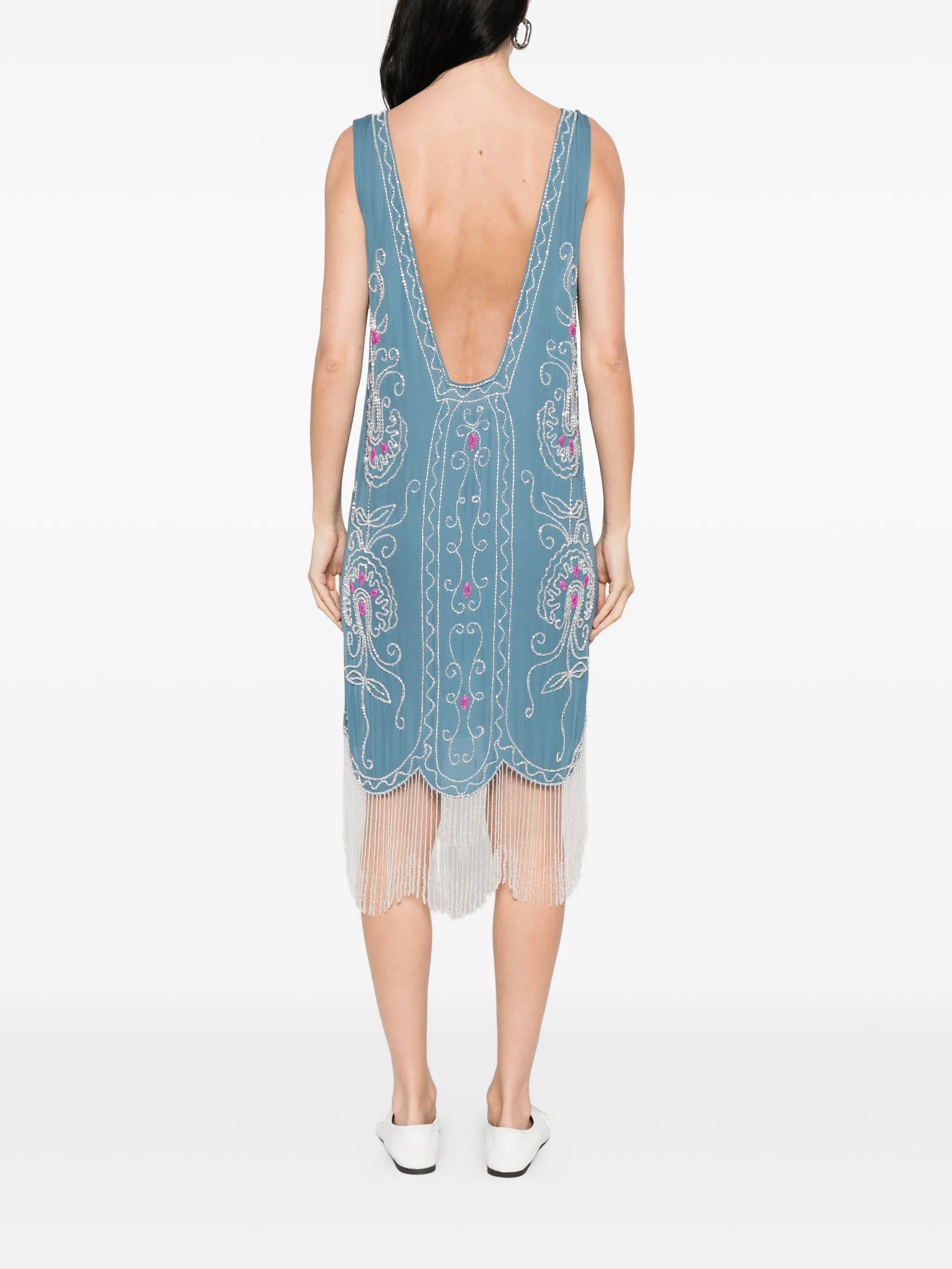 beaded-embellishment midi dress