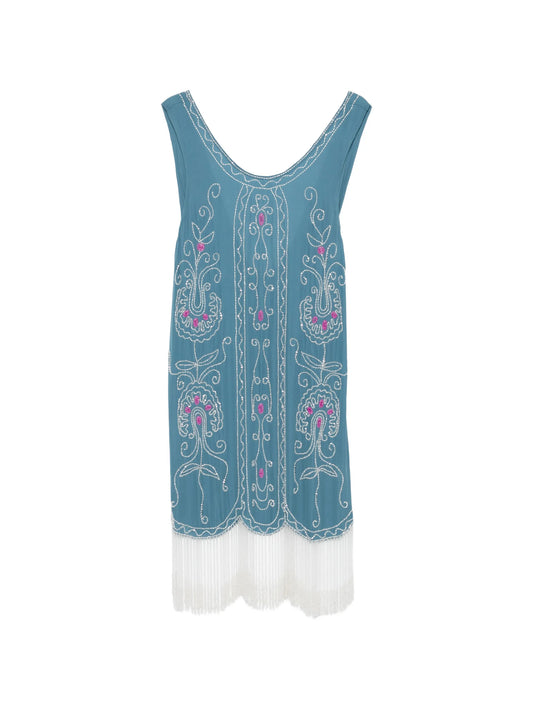 beaded-embellishment midi dress