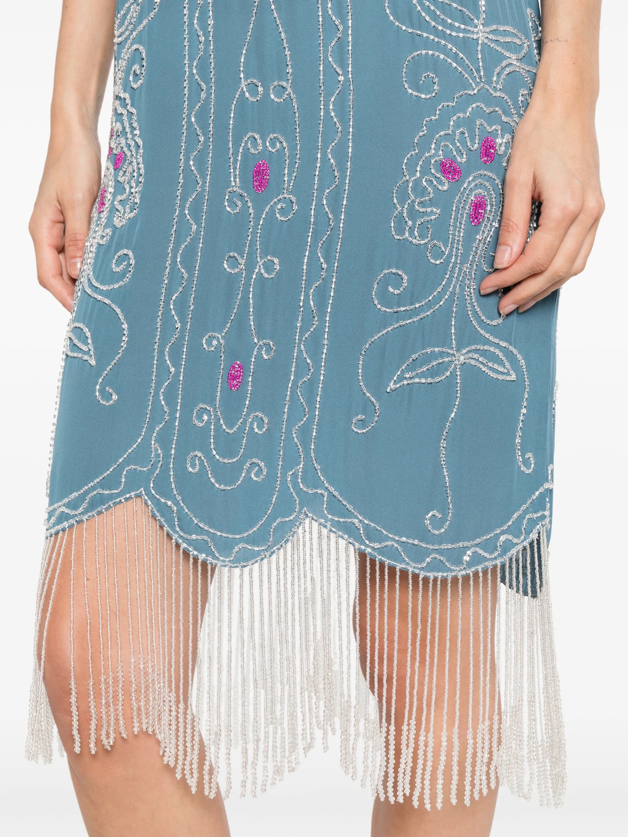 beaded-embellishment midi dress