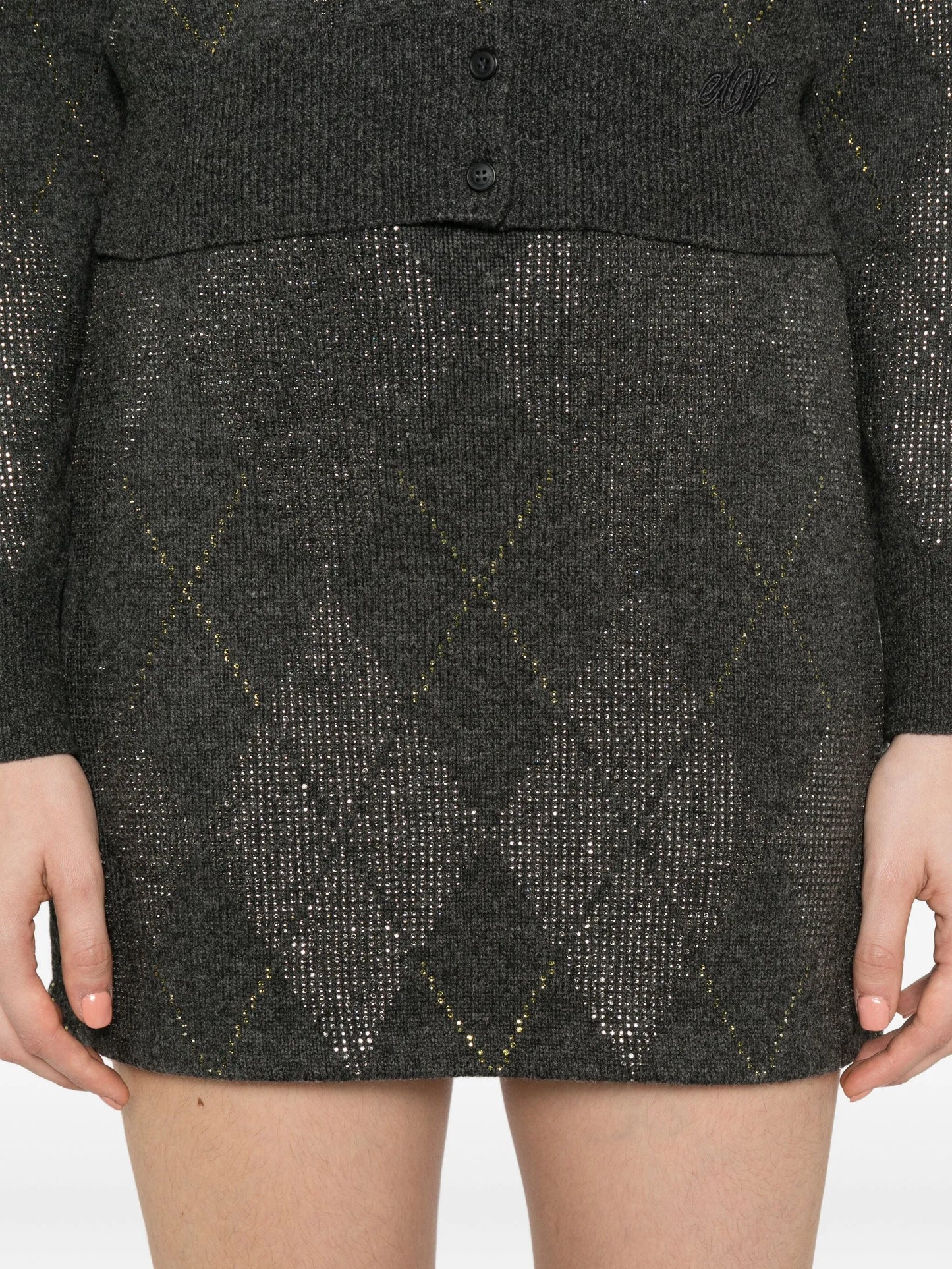 argyle-motif A-line mini skirt