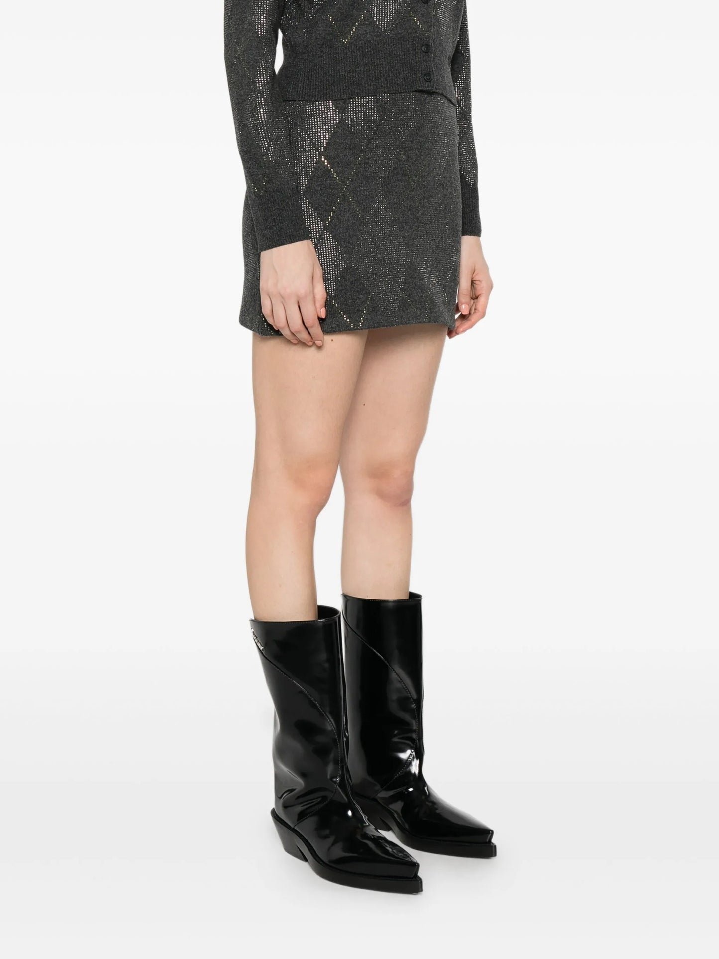 argyle-motif A-line mini skirt