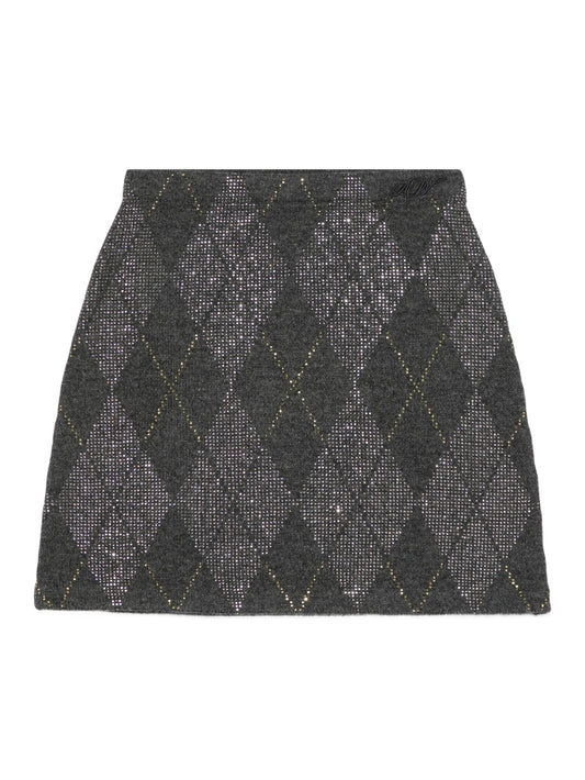 argyle-motif A-line mini skirt