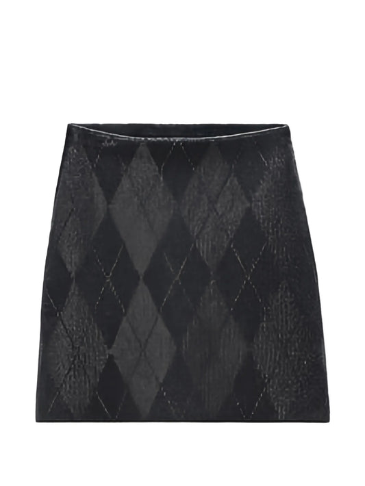 argyle-motif A-line mini skirt