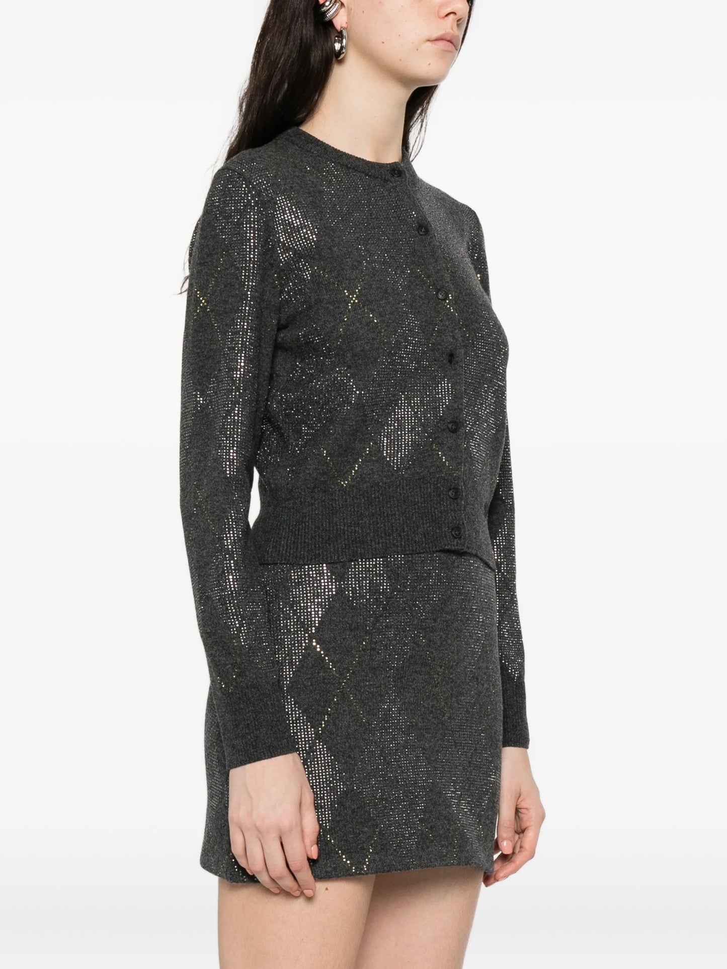 crystal-embellished argyle cardigan