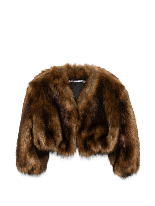 cropped faux-fur jacket