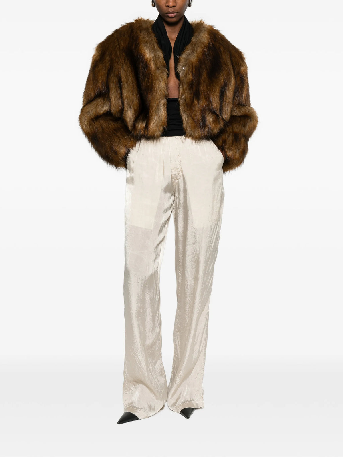 cropped faux-fur jacket