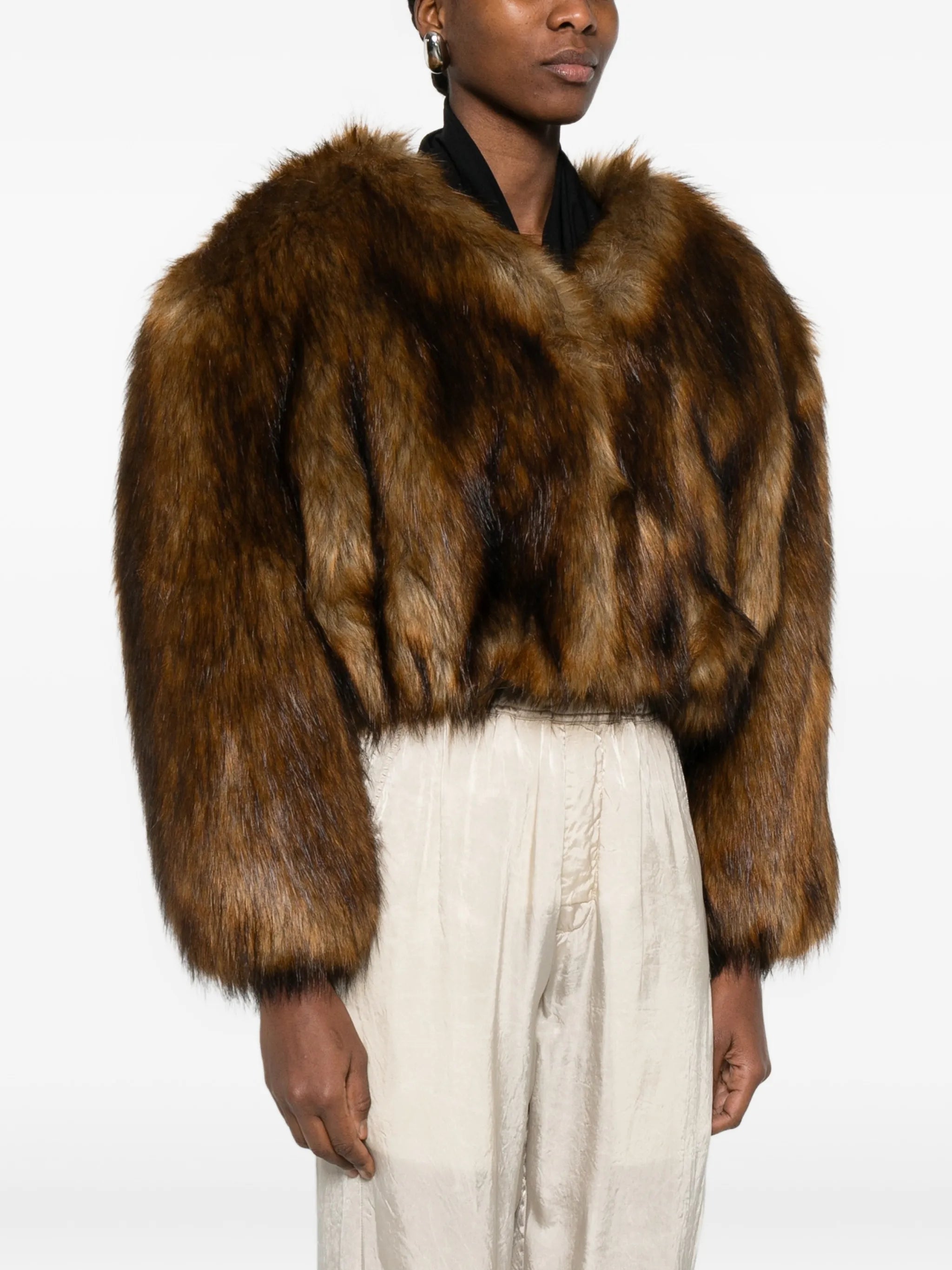 cropped faux-fur jacket