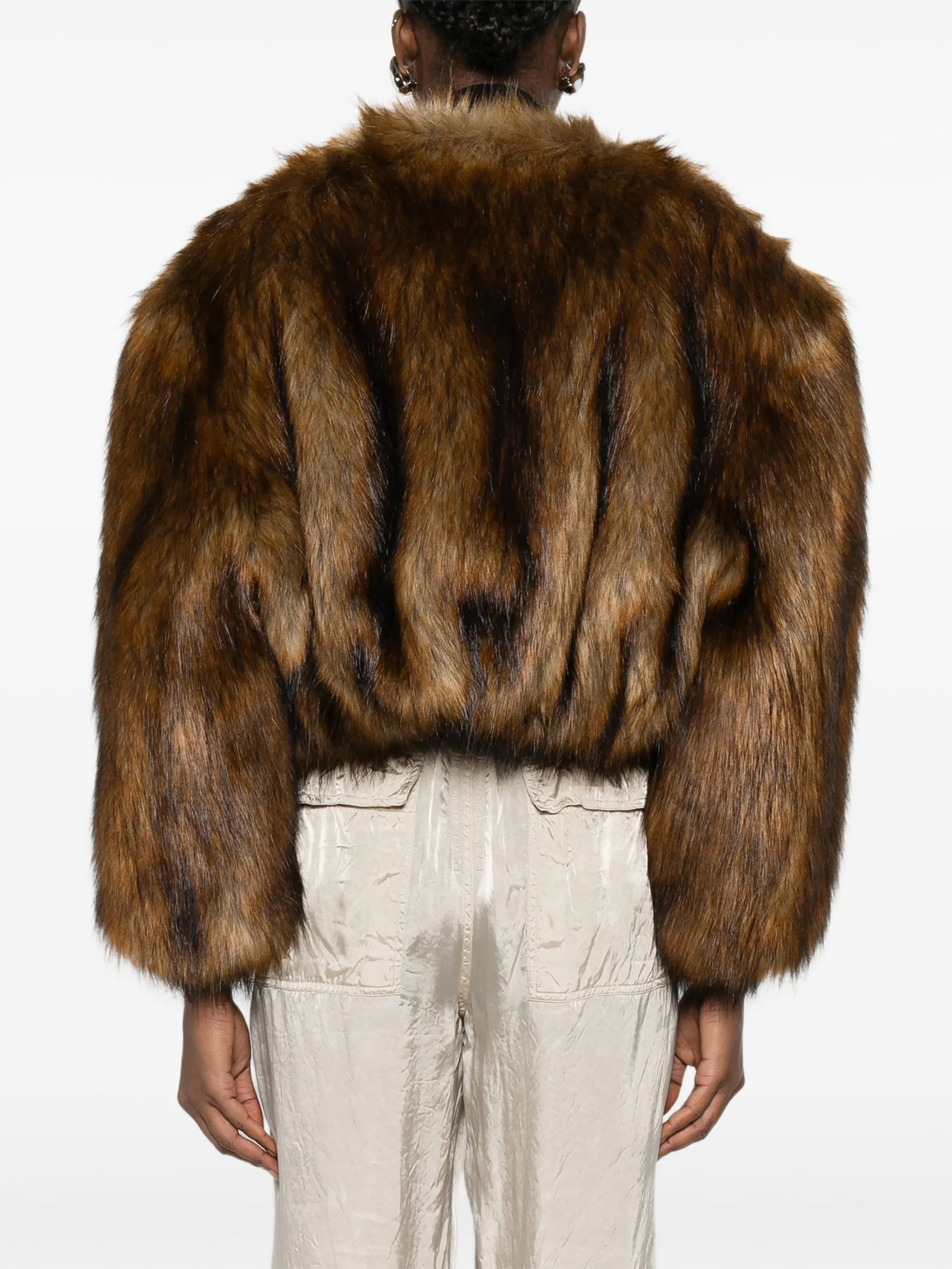 cropped faux-fur jacket