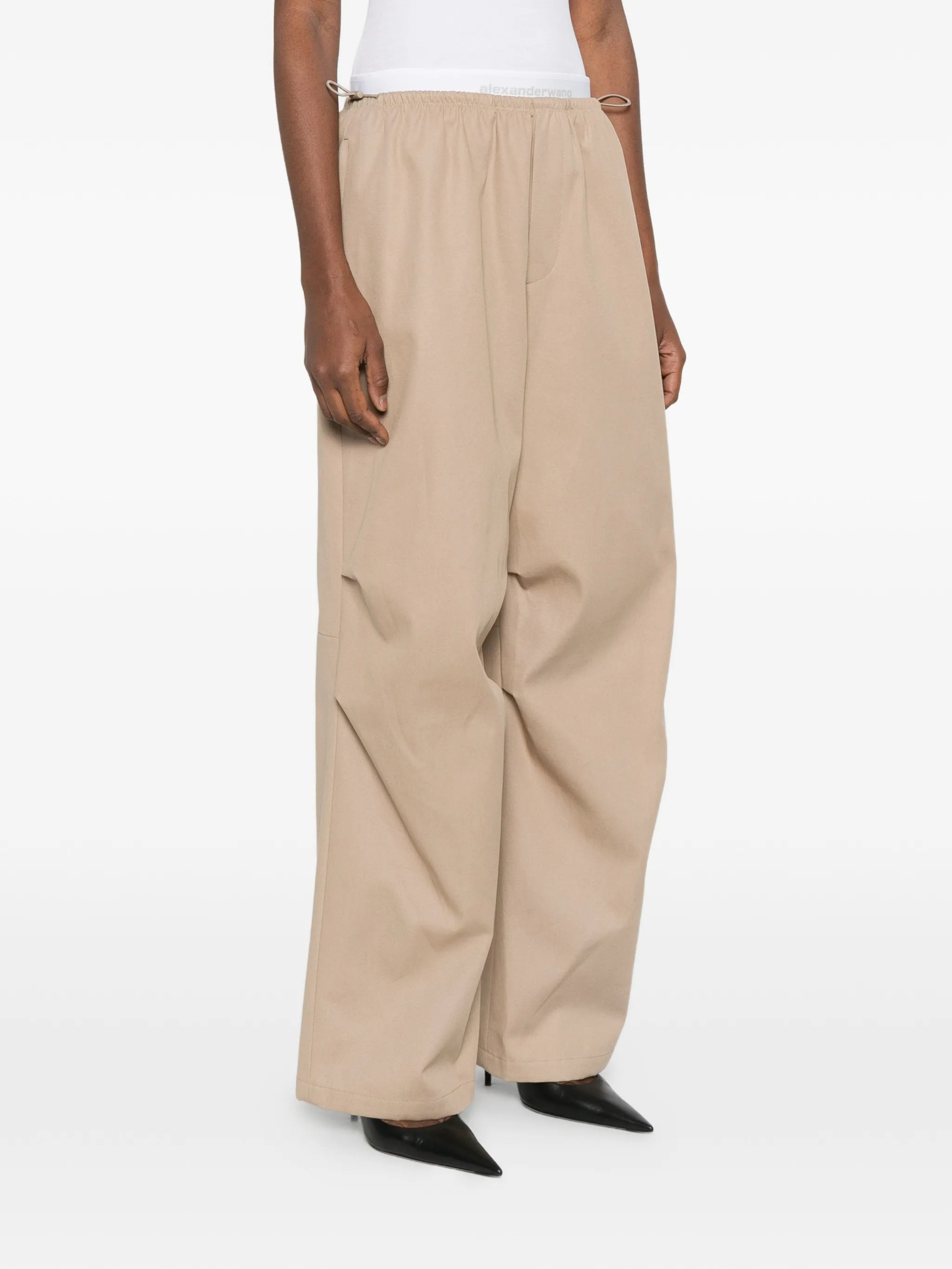 double-layer logo-waistband trousers
