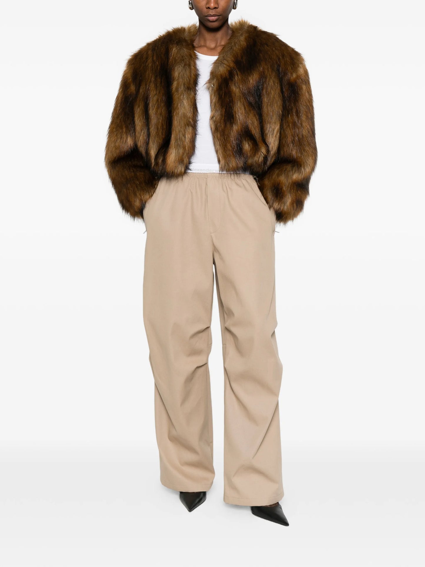 mid-rise logo-waistband trousers