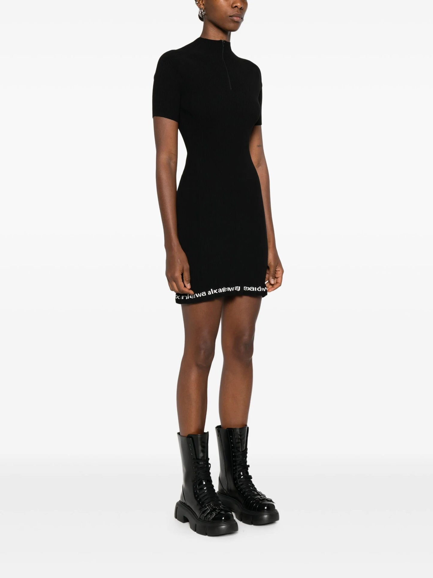 ribbed logo-detail midi dress