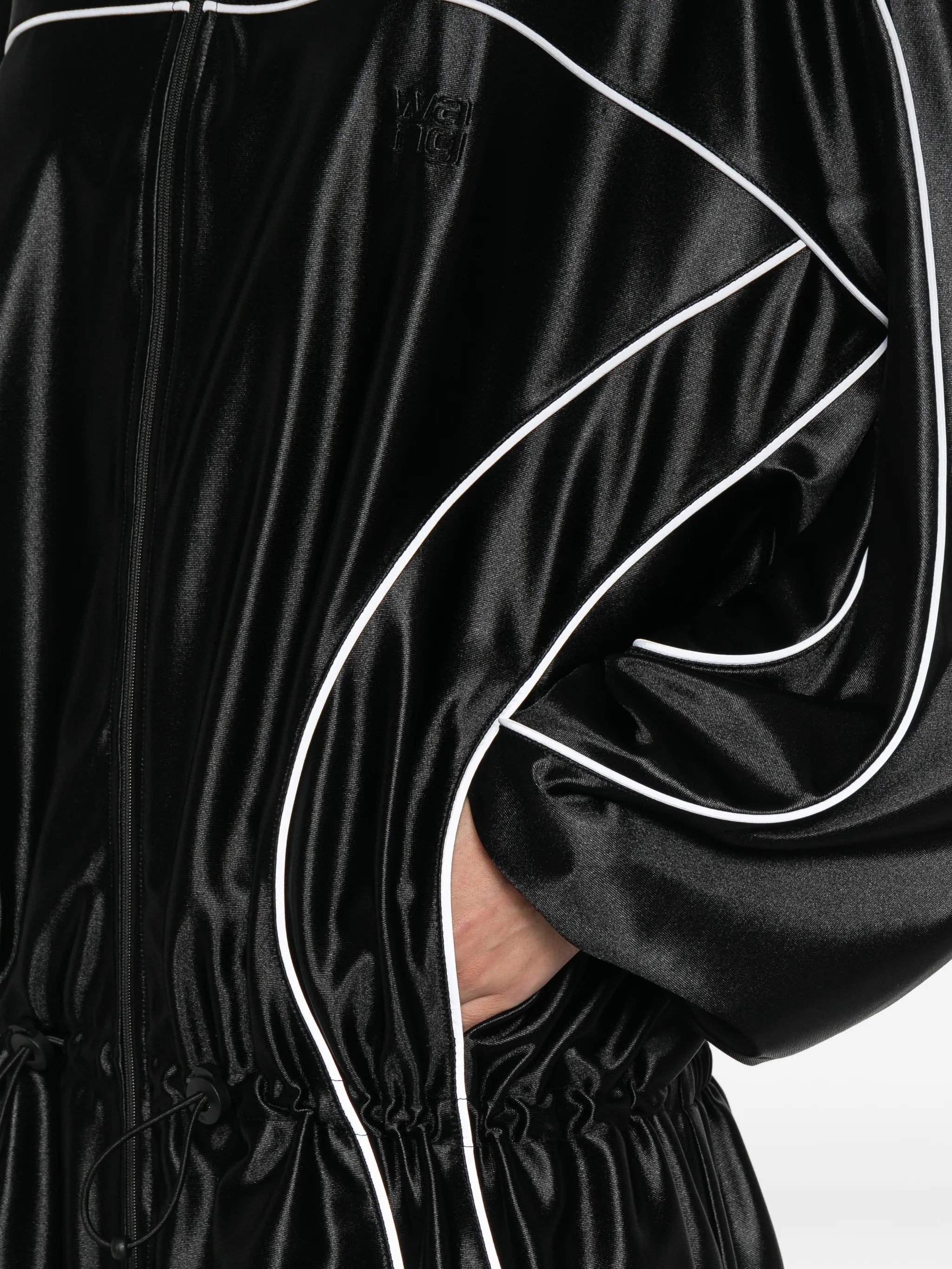 reflective-piping drop-waist mini dress
