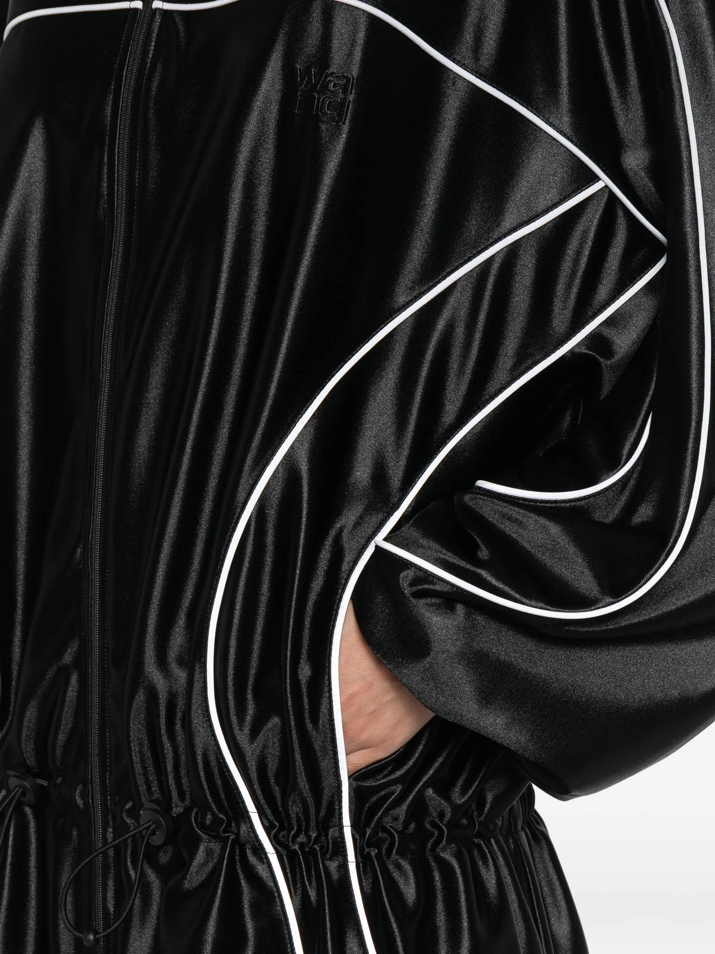 reflective-piping drop-waist mini dress