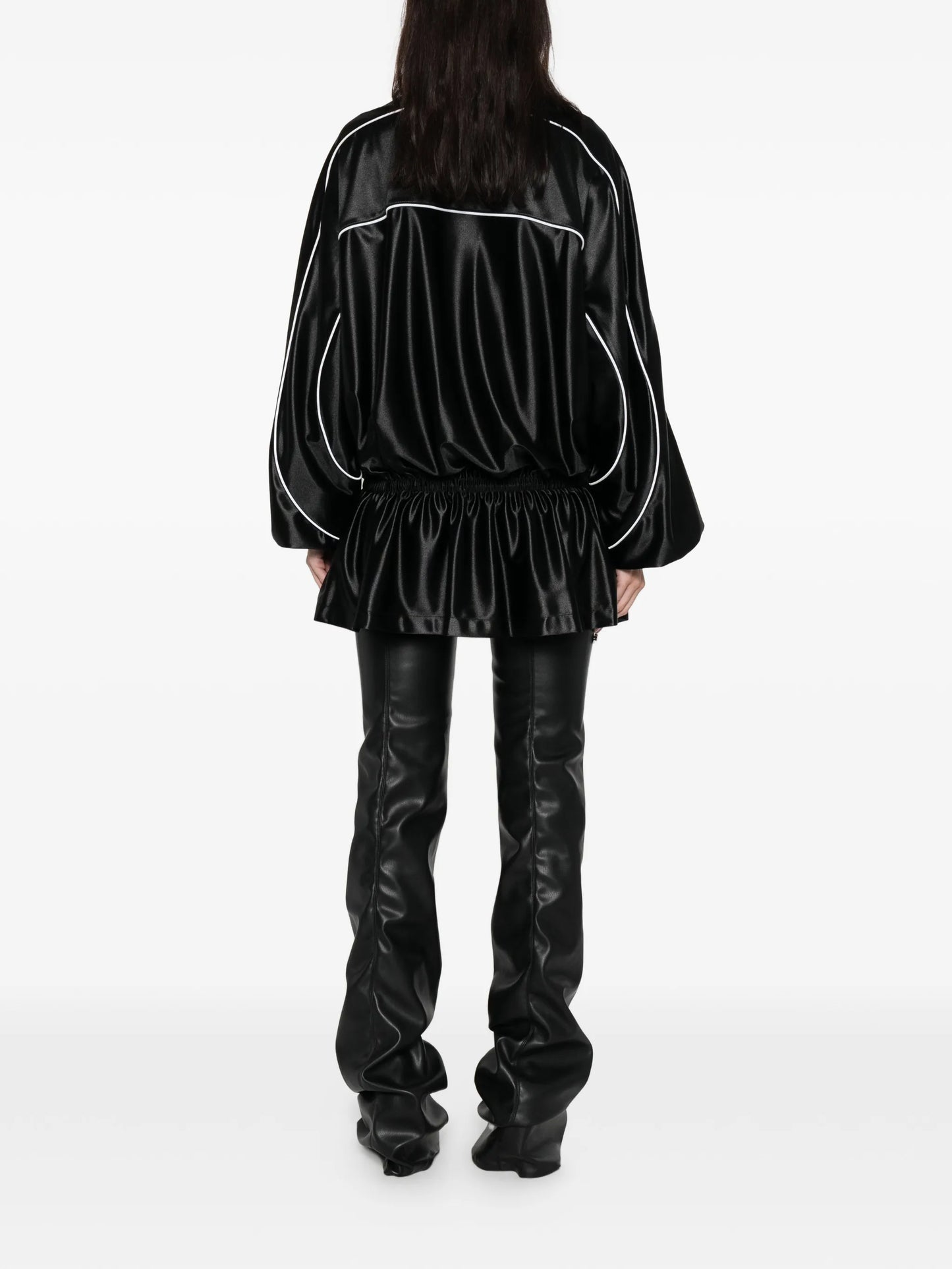 reflective-piping drop-waist mini dress