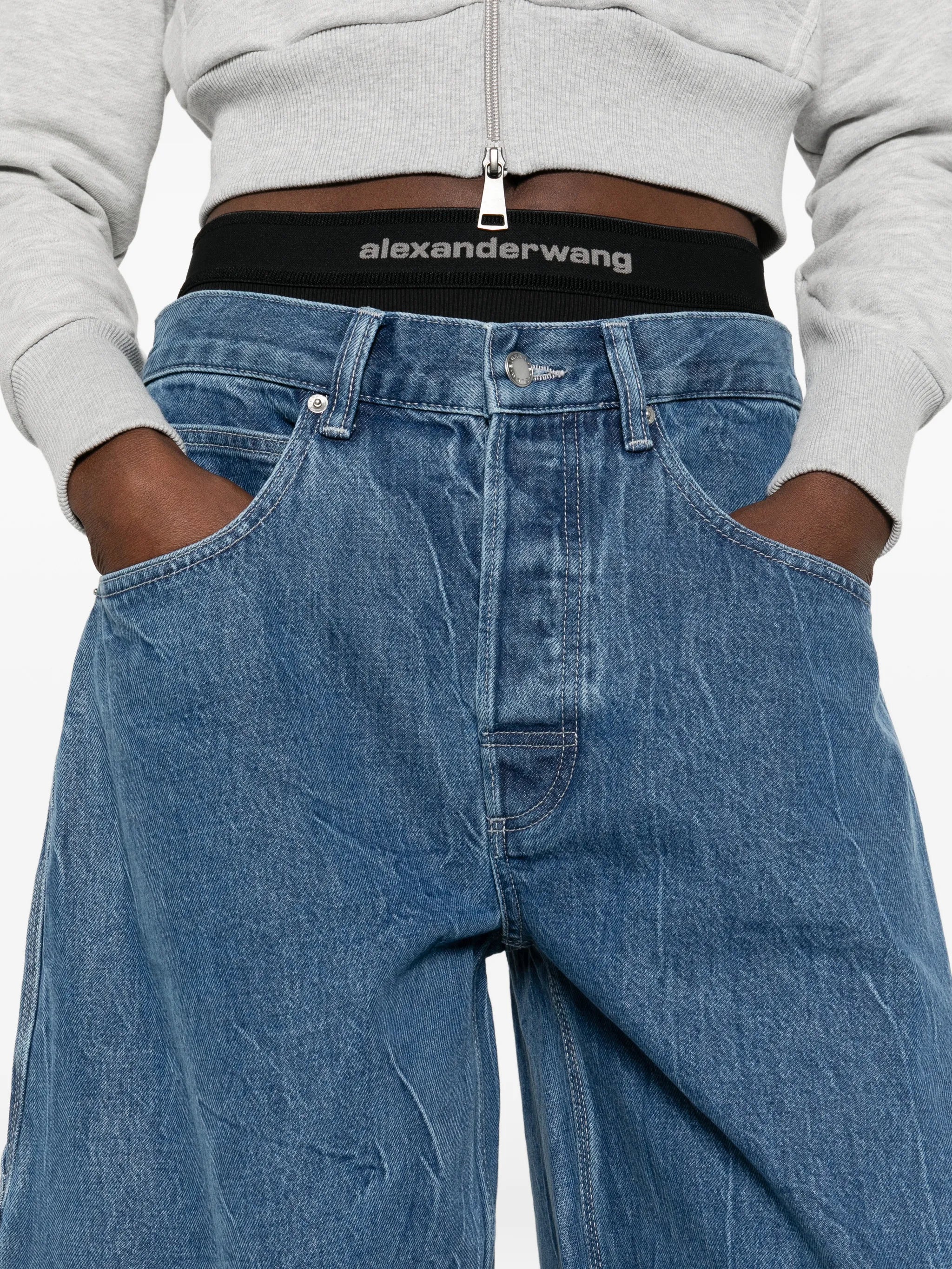 x Denim x alexander wang stonewashed wide jeans
