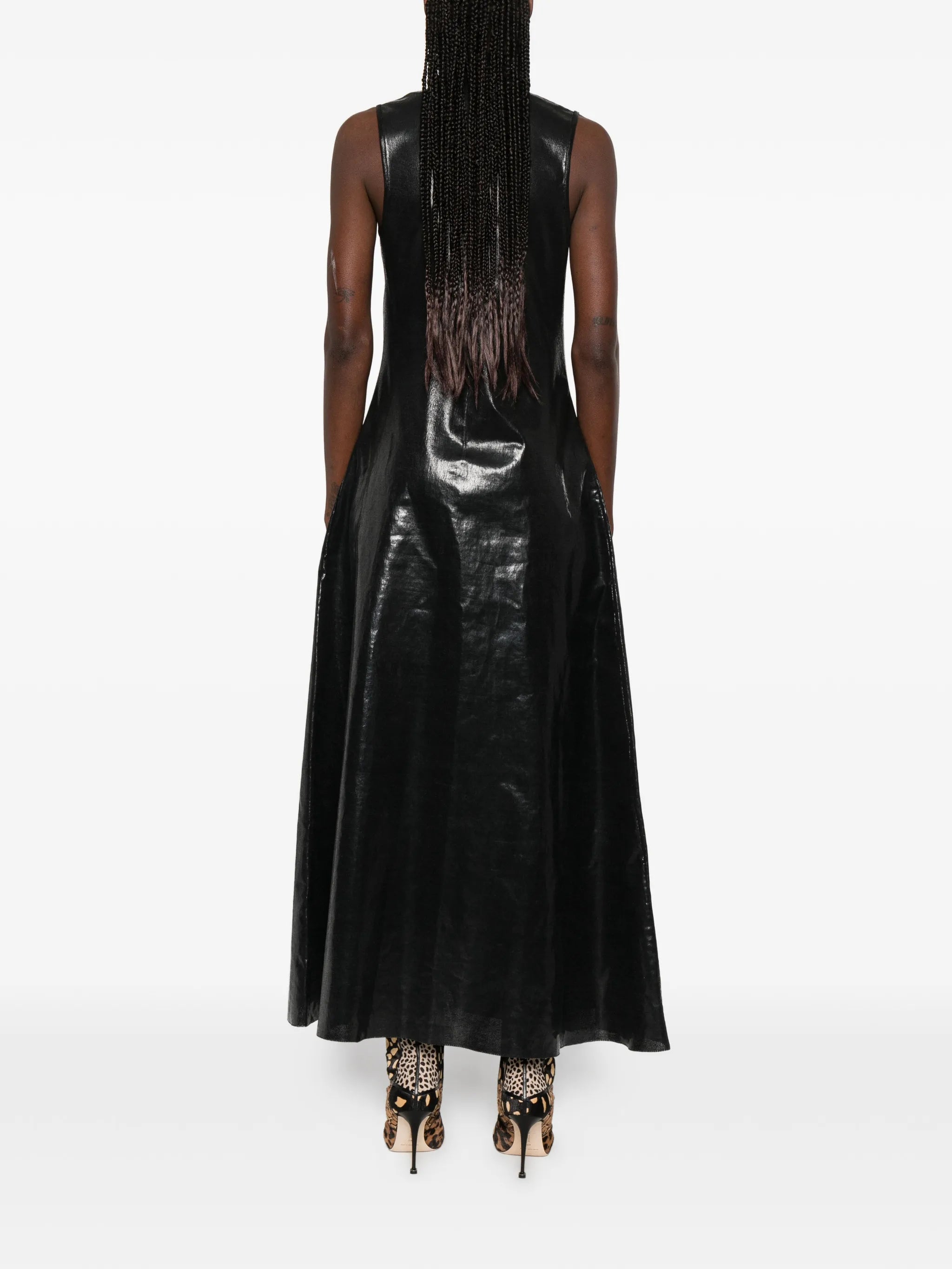 turtleneck sleeveless maxi dress